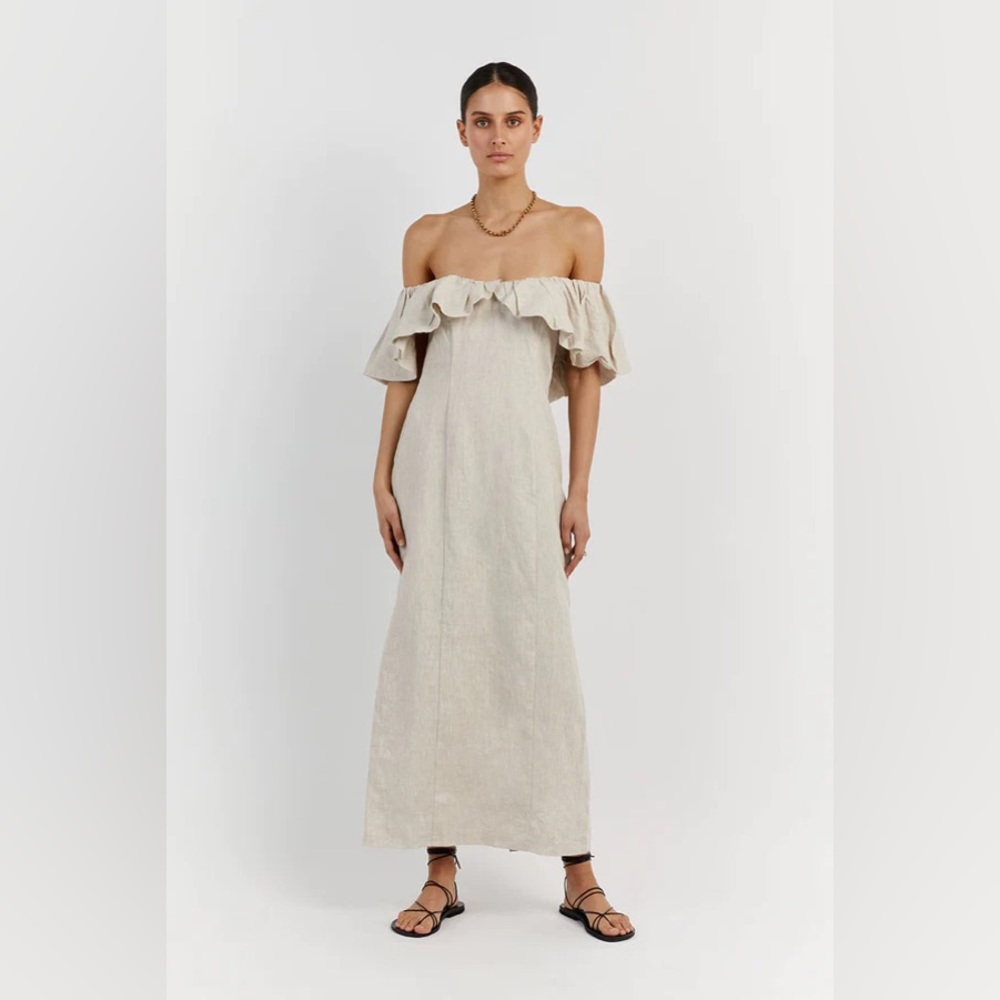 NWT Isabelle Natural Linen Midi Dress Dissh